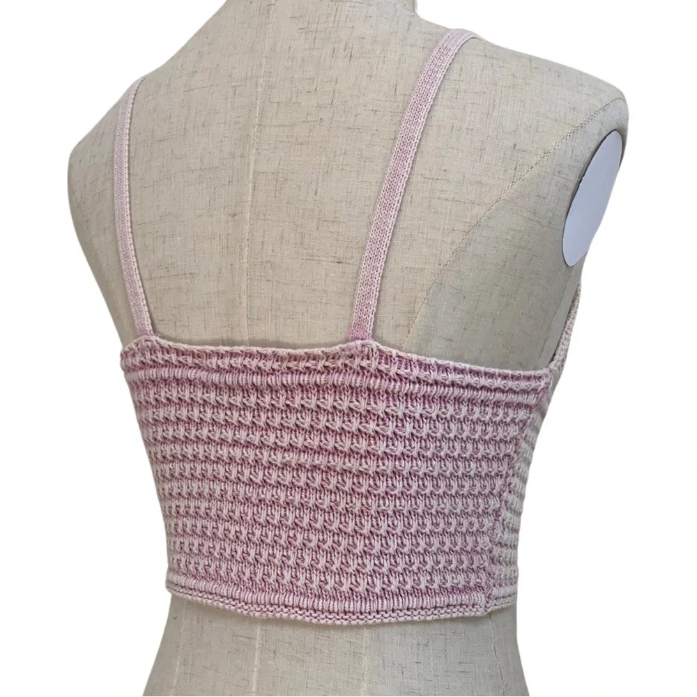 Pac Sun LA Hearts Pink Knit Crochet Spaghetti Strap Crop Top - Picture 9 of 12